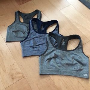 EUC 3 New Balance gray and navy sports bras